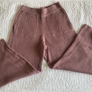 Free People Ribbed Knit Pants in Mauve